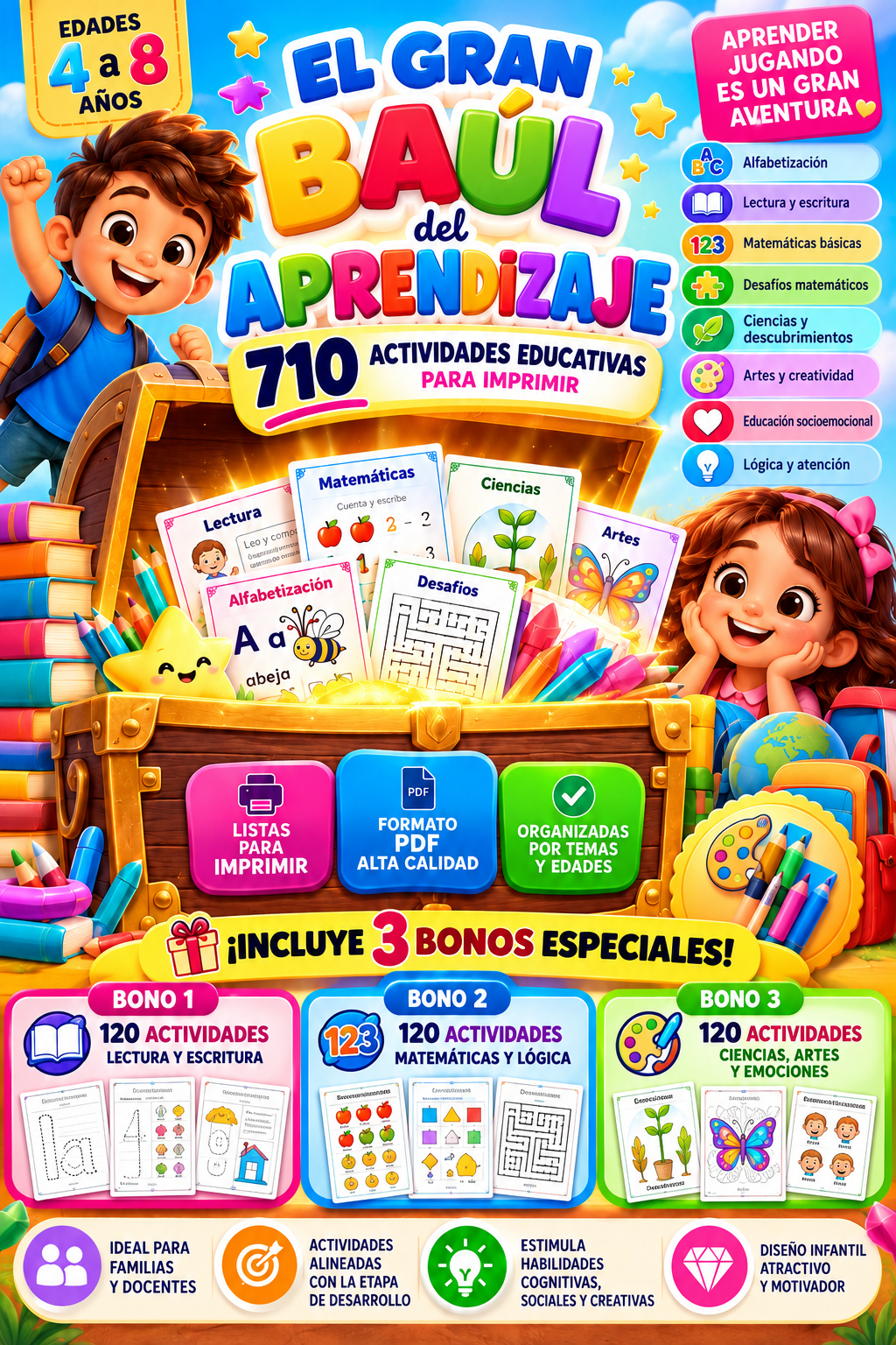 Portada de El Gran Baúl del Aprendizaje con 710 actividades educativas
